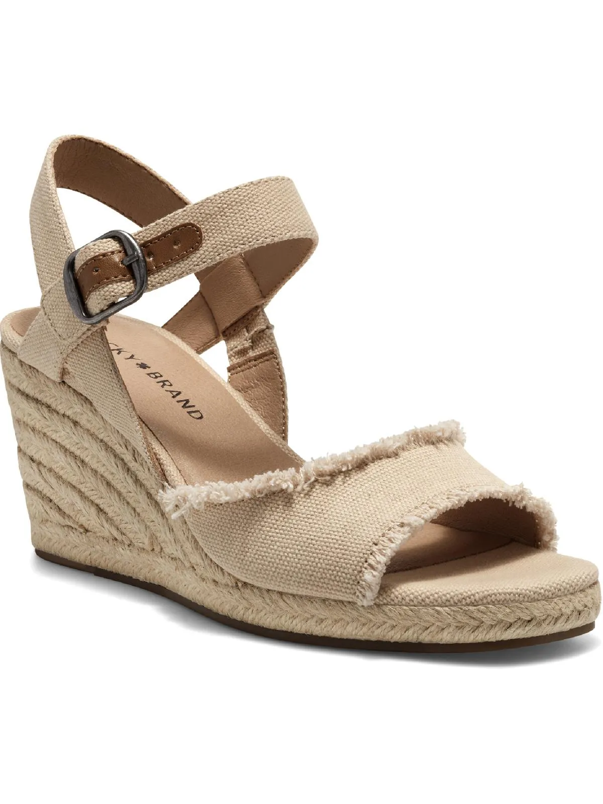 Mindra Womens Canvas Ankle Strap Espadrille Heels Model Look Grounded Feel
