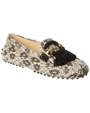 TOD??s Snake-Embossed Leather Loafer Closed   Toe Meet Time