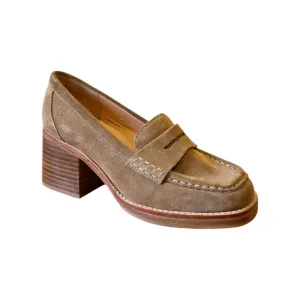 Women's Irene Loafer In Camel Suede Cushioned heel Versatile Shoes
