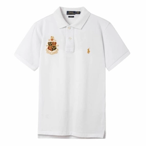 Polo Ralph Lauren White Small Pony And Badge Polo Drop Shoulder Design Smart Casual Look
