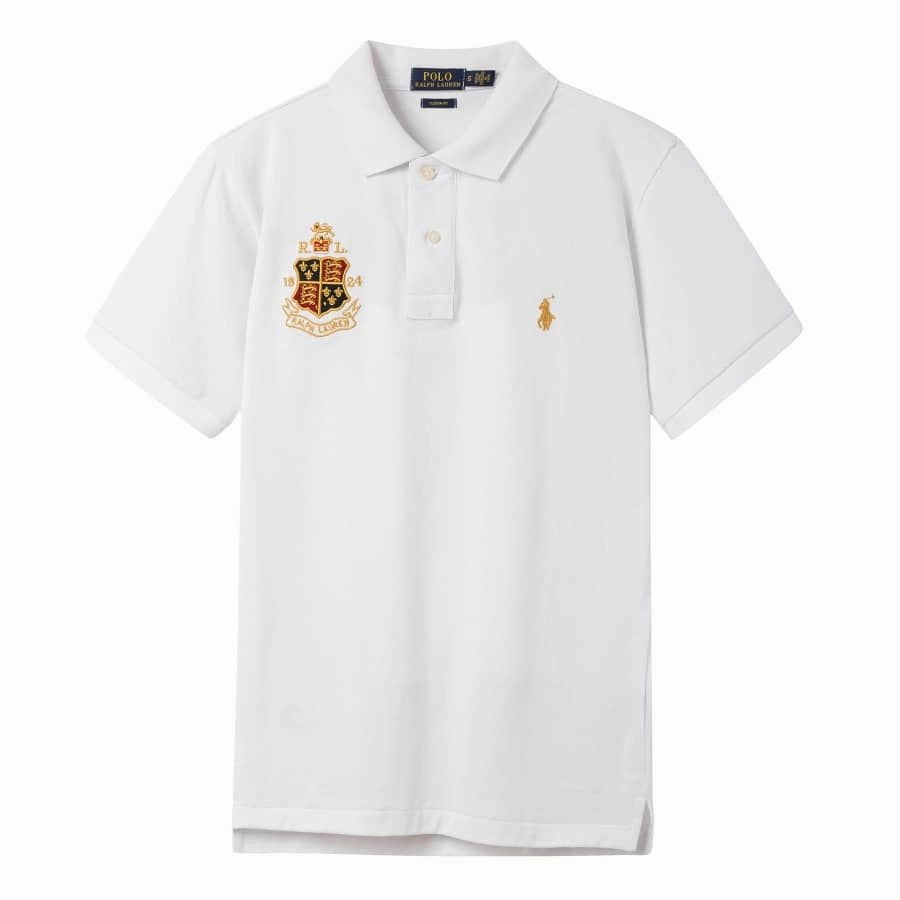 Polo Ralph Lauren White Small Pony And Badge Polo Drop Shoulder Design Smart Casual Look