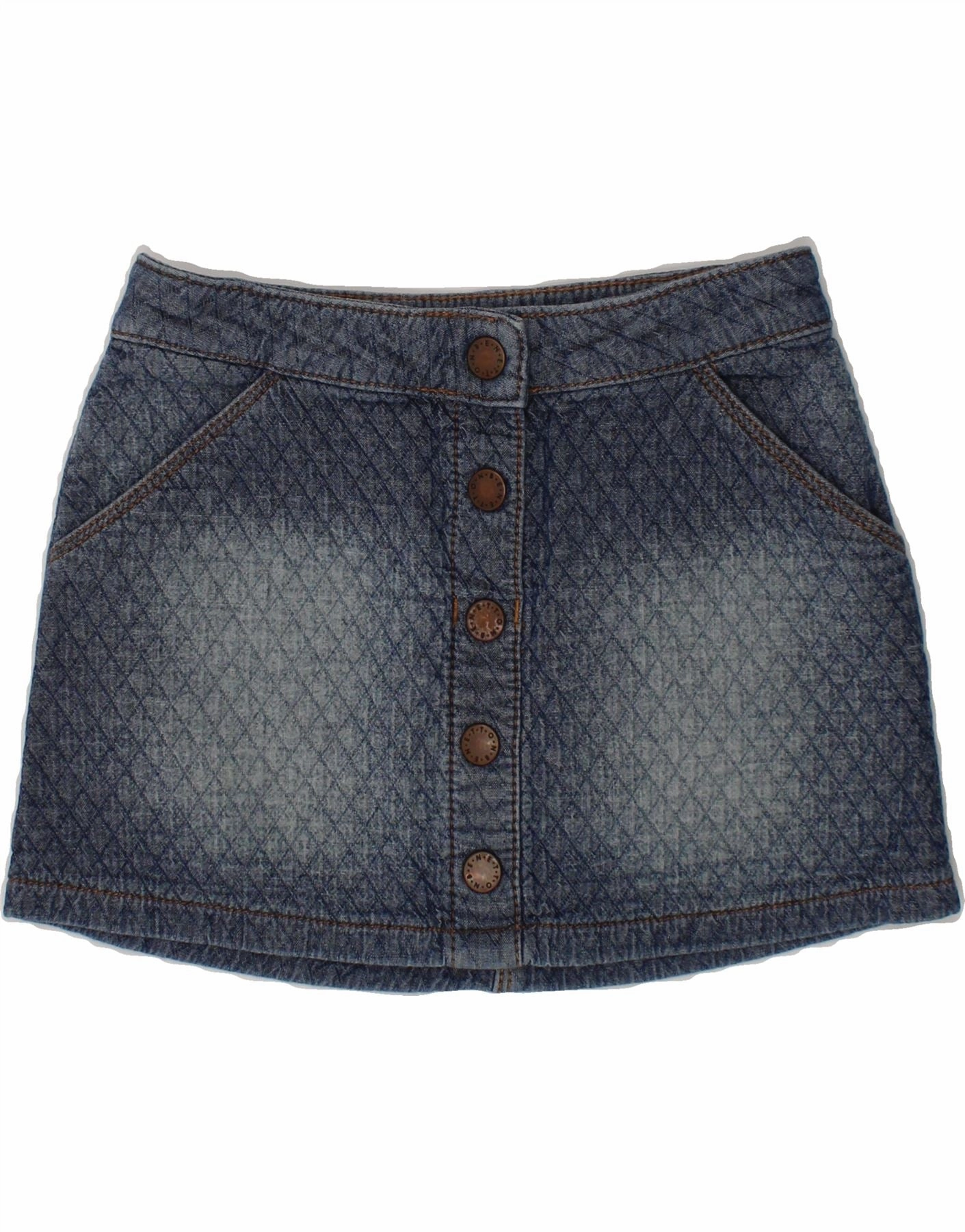 BENETTON Girls Mini Skirt 7-8 Years XS W22 Blue Soft Wear Lightweight warm-weather dress