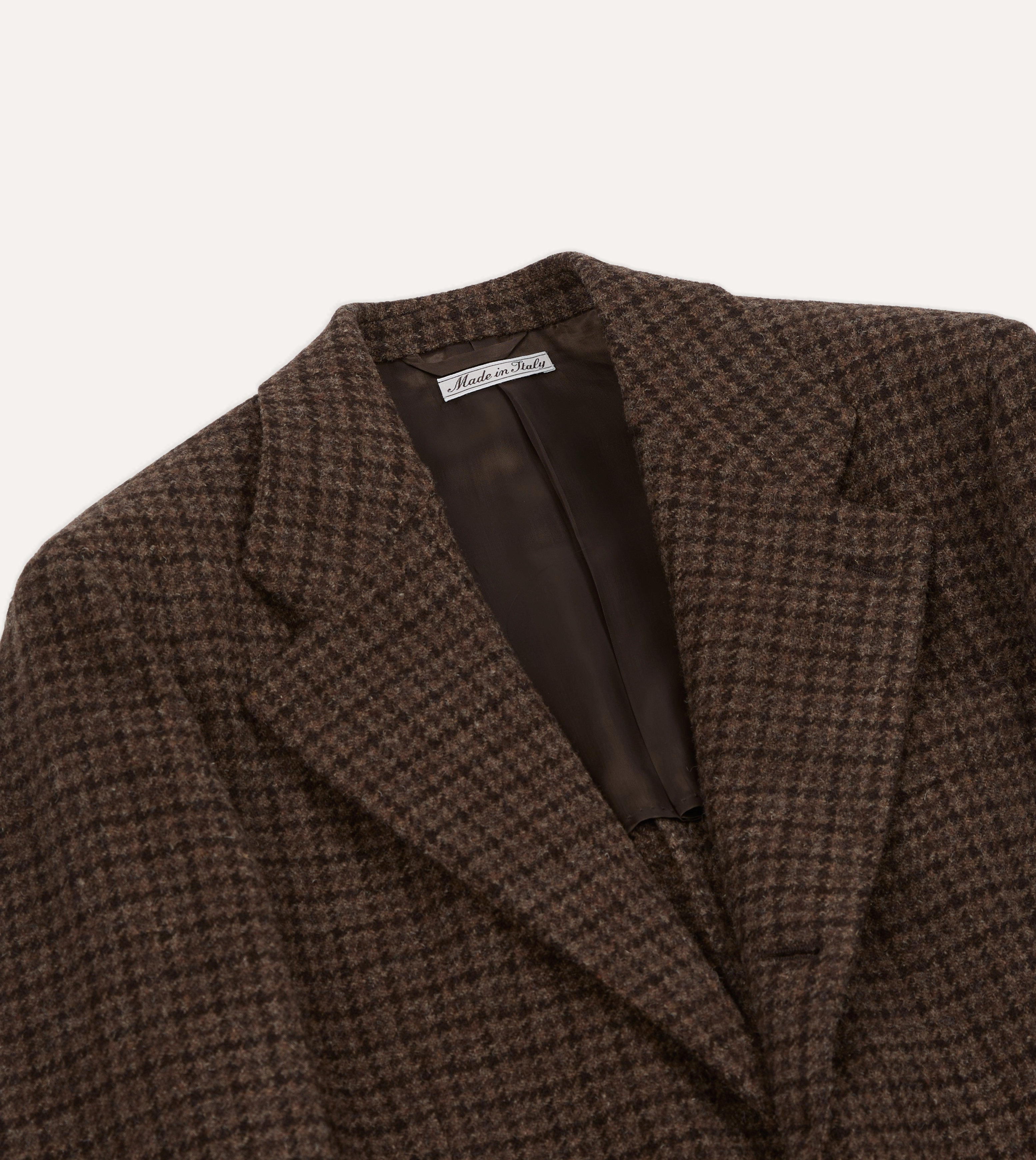 Sharp Cut Brown Houndstooth Check Tweed Blazer