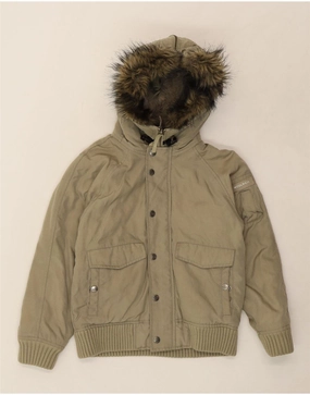 WOOLRICH Boys Hooded Bomber Jacket 7-8 Years Beige Nylon Protect