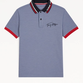 Wrinkle Resistant Material Drip Dry Fabric Tommy Hilfiger Men Blue Polo