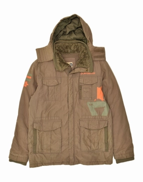 QUIKSILVER Boys Hooded Windbreaker Jacket 13-14 Years Brown platform