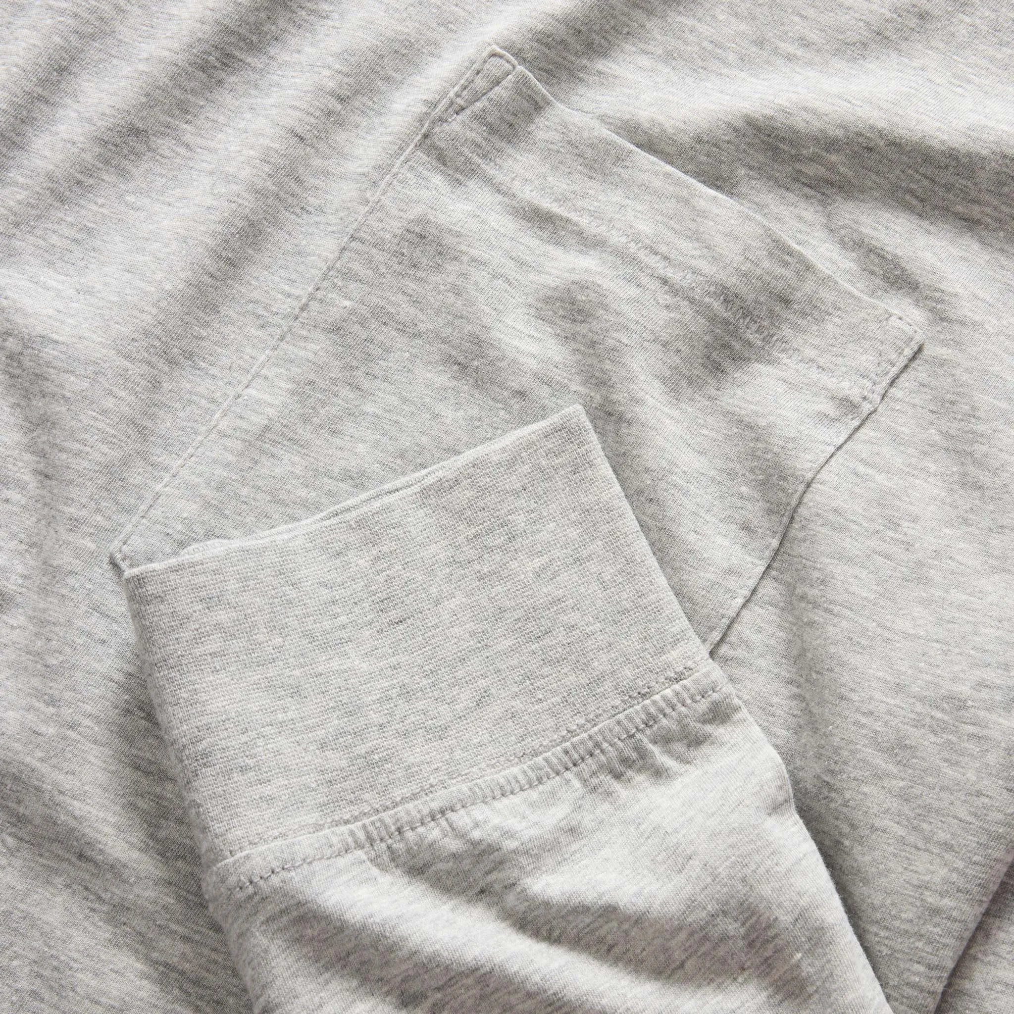 The Cotton Hemp Long Sleeve Tee in Heather Grey Perfect for Workouts Comfortable