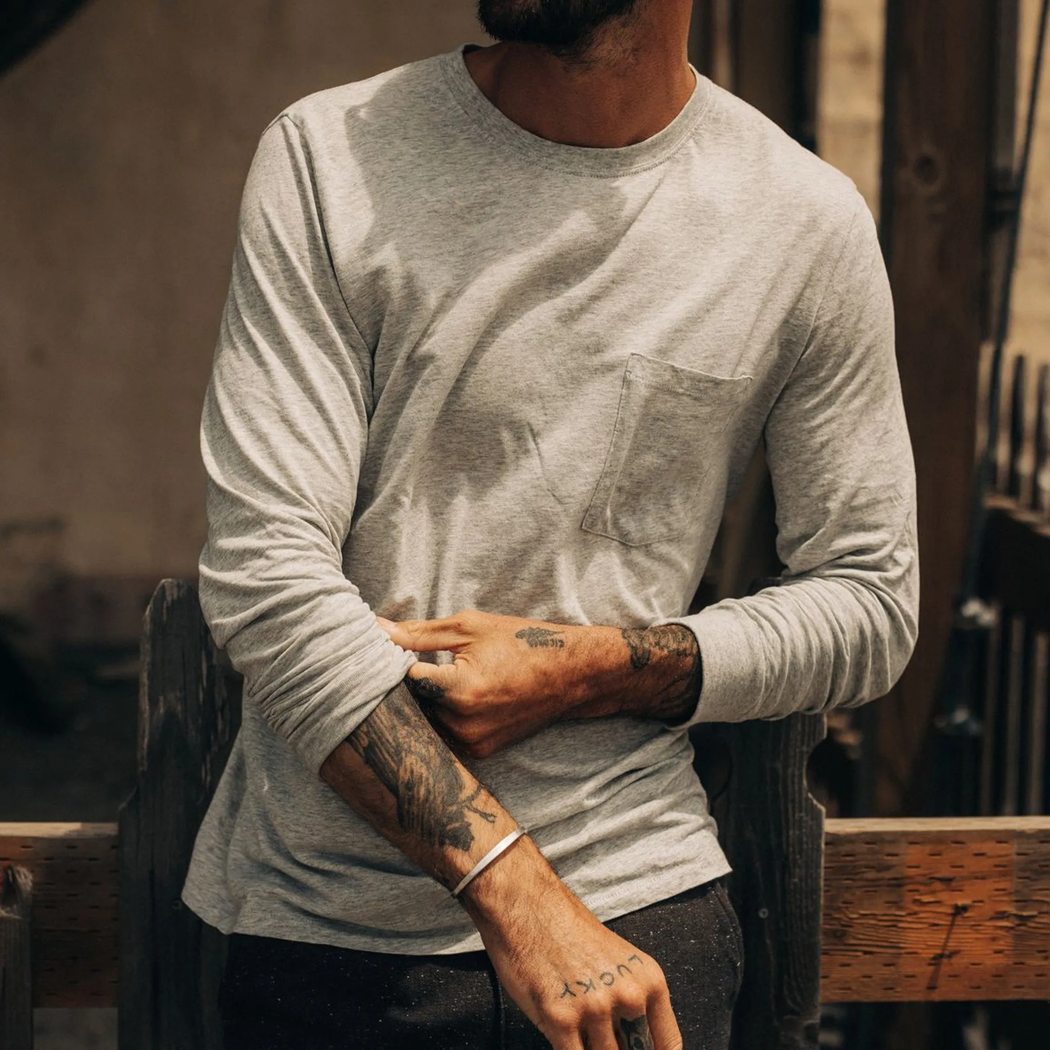 Versatile Layer The Cotton Hemp Long Sleeve Tee in Heather Grey