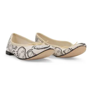 Slip-On Convenience EXCLUSIVE PC PRINTED BALLET WHITE/BLACK FLATS