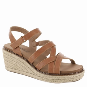 Women's All Nighter Wedge Sandals In Cognac Low Rise Polished Feel