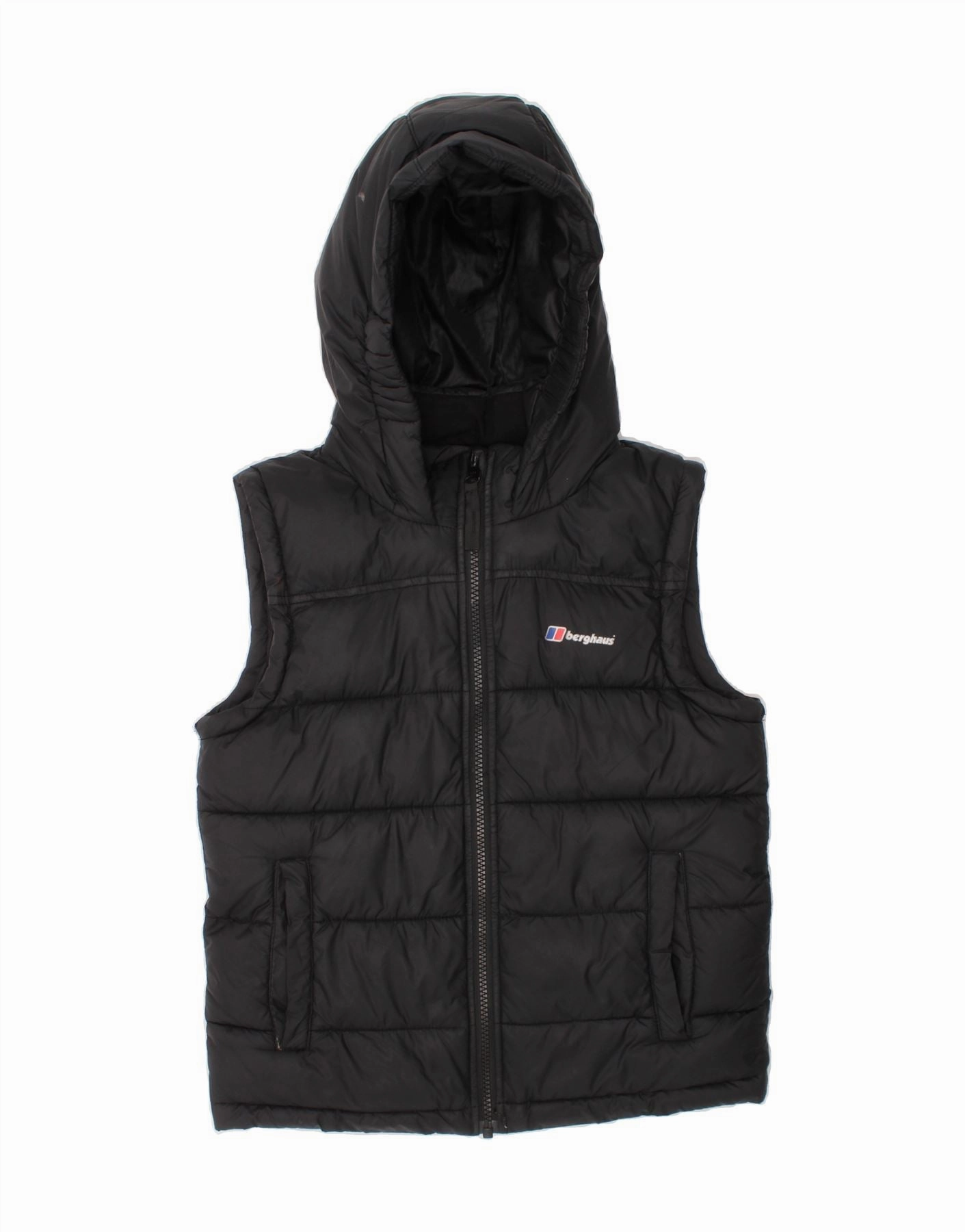 Practical Layer BERGHAUS Boys Hooded Padded Gilet 9-10 Years Black Polyester