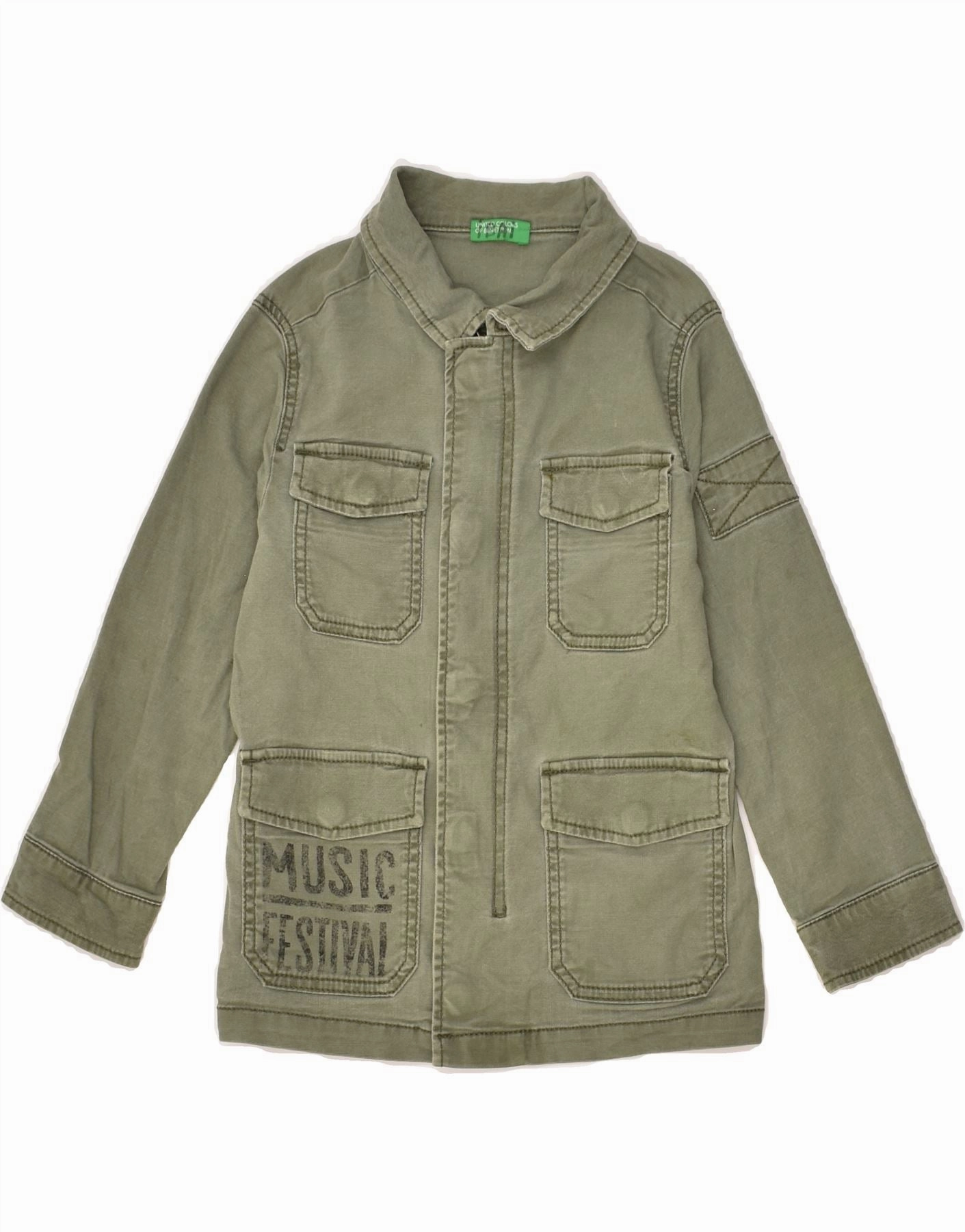 Thermal Shield Durable Stitching BENETTON Boys Utility Jacket 2-3 Years Khaki