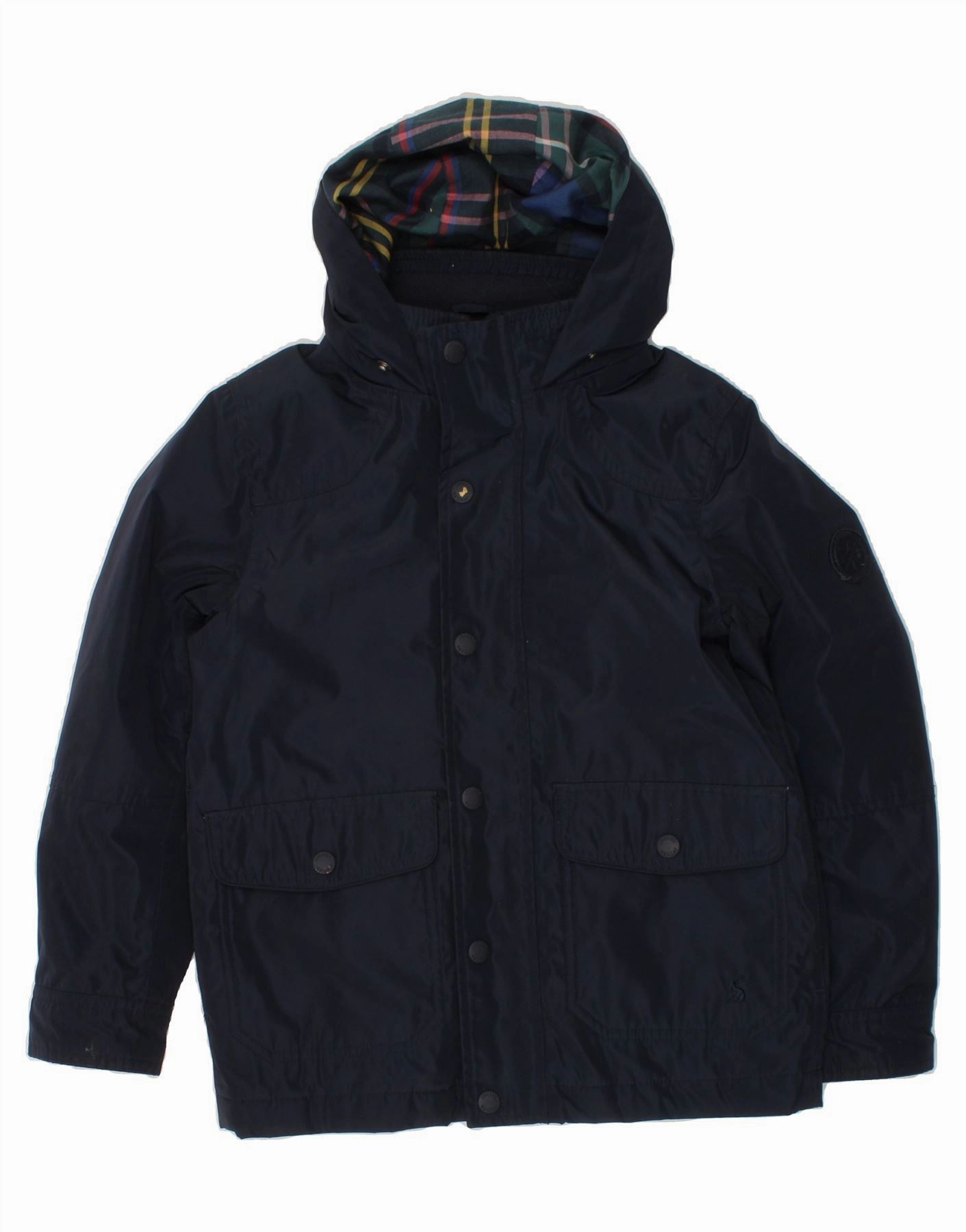Collar Options JOULES Boys Hooded Windbreaker Jacket 7-8 Years Navy Blue Polyester
