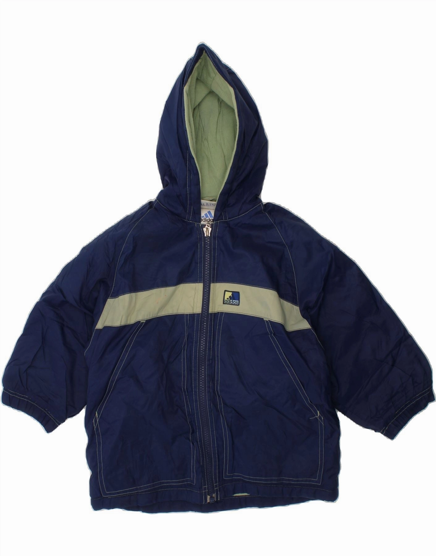 Unisex Appeal self - treat ADIDAS Boys Hooded Bomber Jacket 2-3 Years Navy Blue Striped Nylon