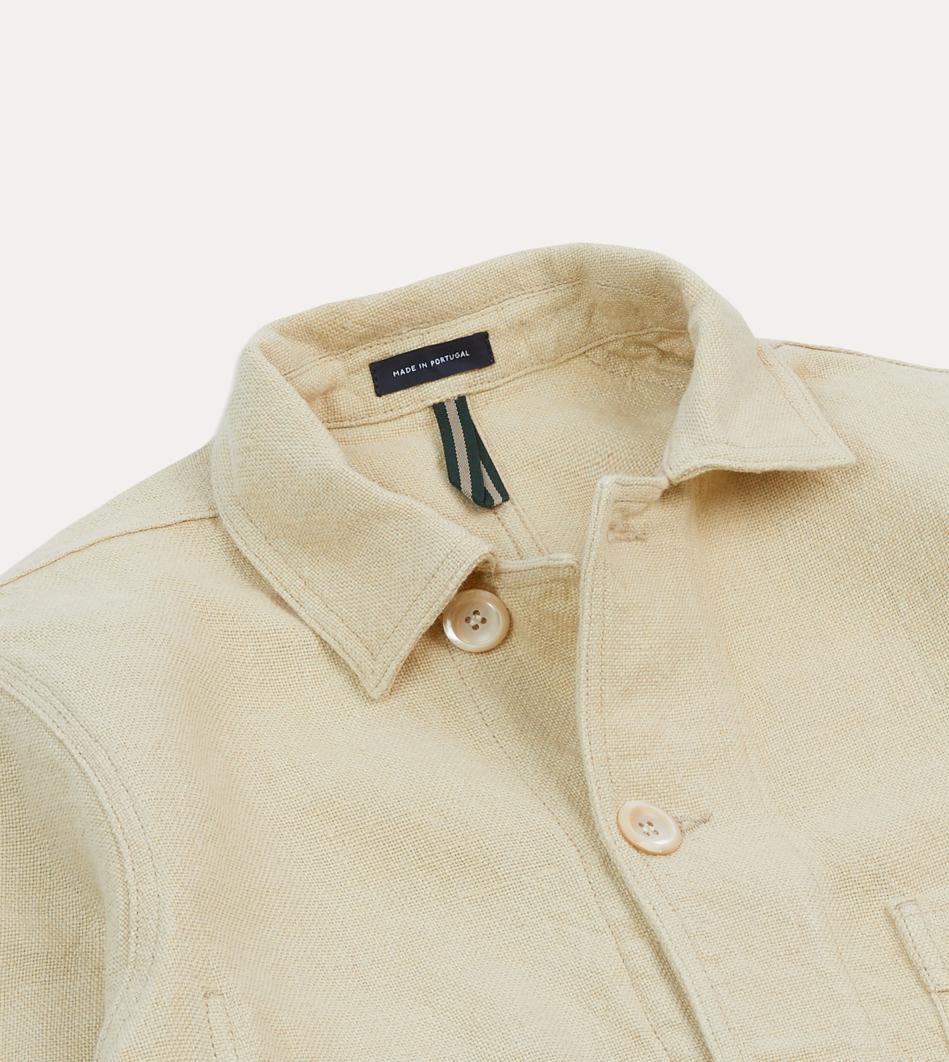 Smart Eco Friendly Insulation Ecru Linen Five-Pocket Chore Jacket