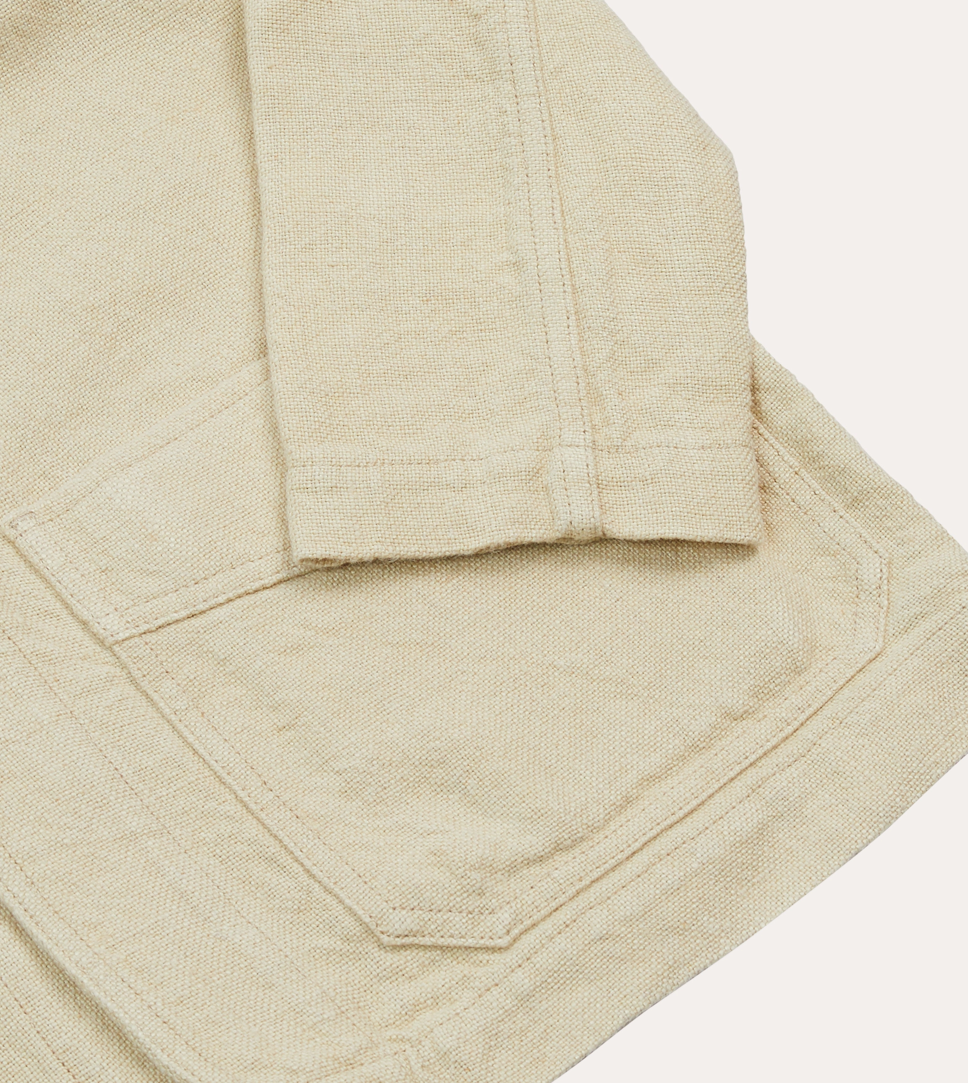 Ecru Linen Five-Pocket Chore Jacket Windshield Coat