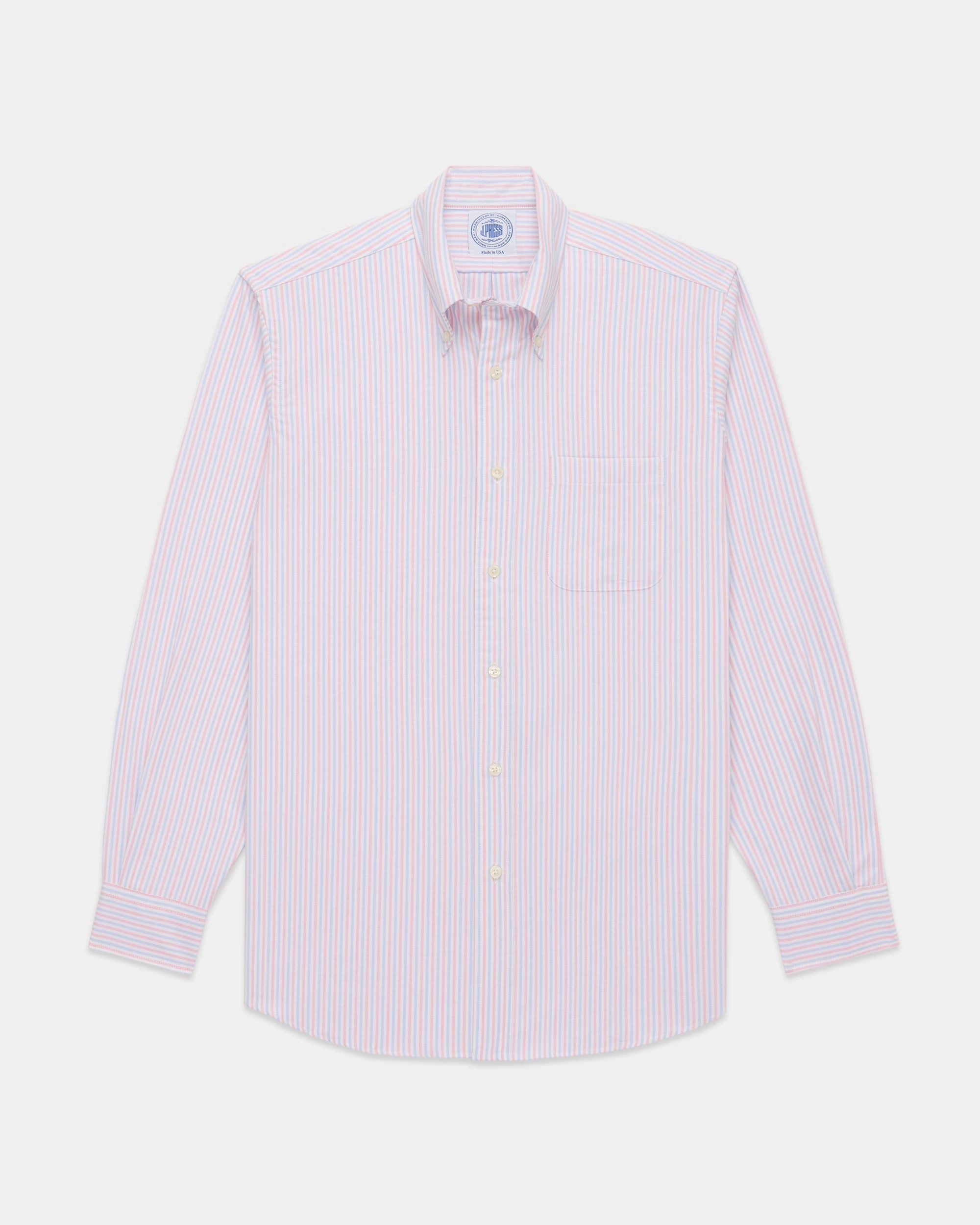 Mountain Escape Made-in-USA Blue & Pink Alternating Stripe Oxford Dress Shirt - Classic Fit