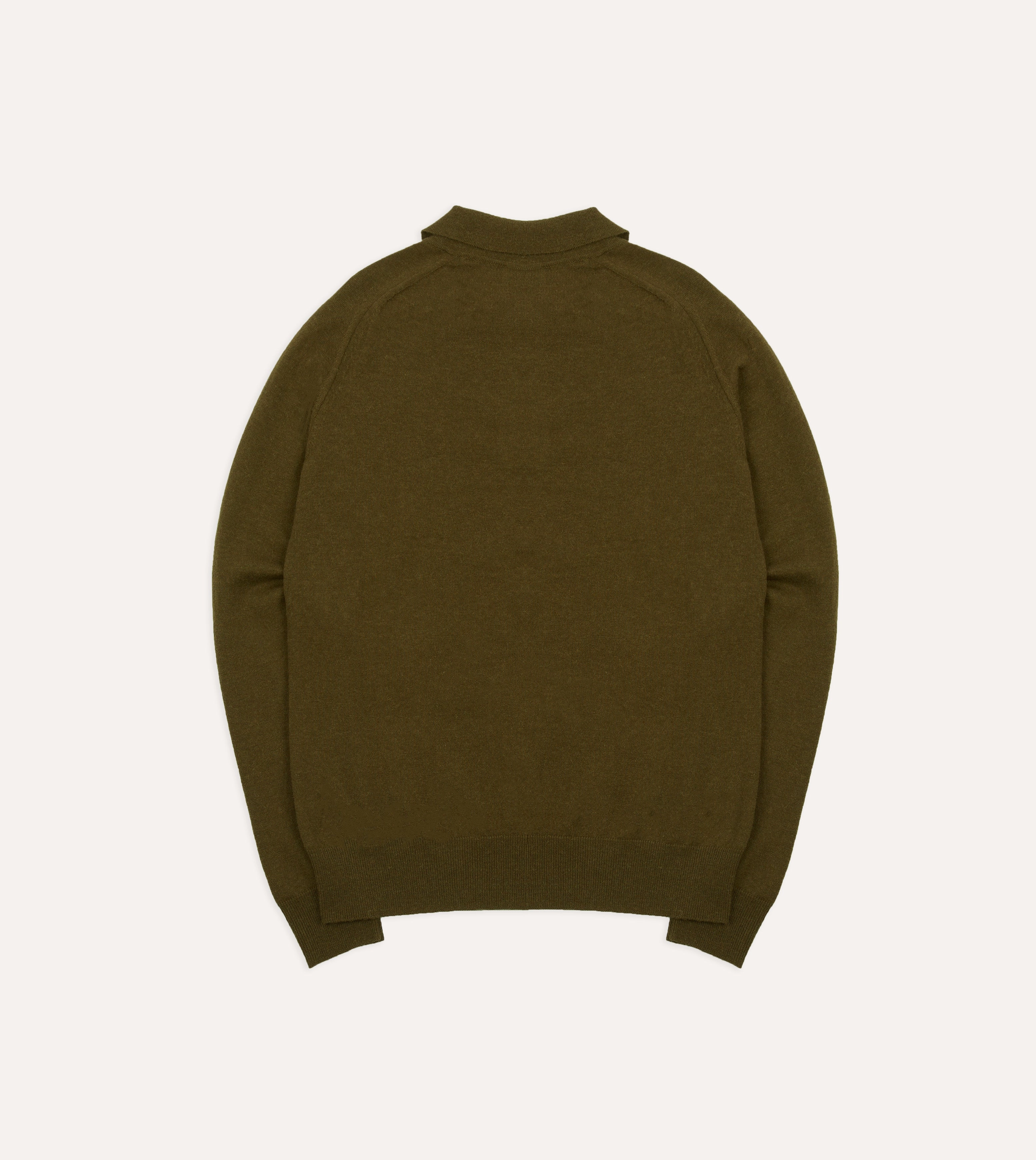 Olive Alpaca Wool Knitted Polo Elastic hemline
