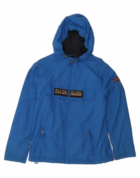 NAPAPIJRI Boys Graphic Hooded Rain Jacket 15-16 Years  Blue Polyester Reflective Safety Details