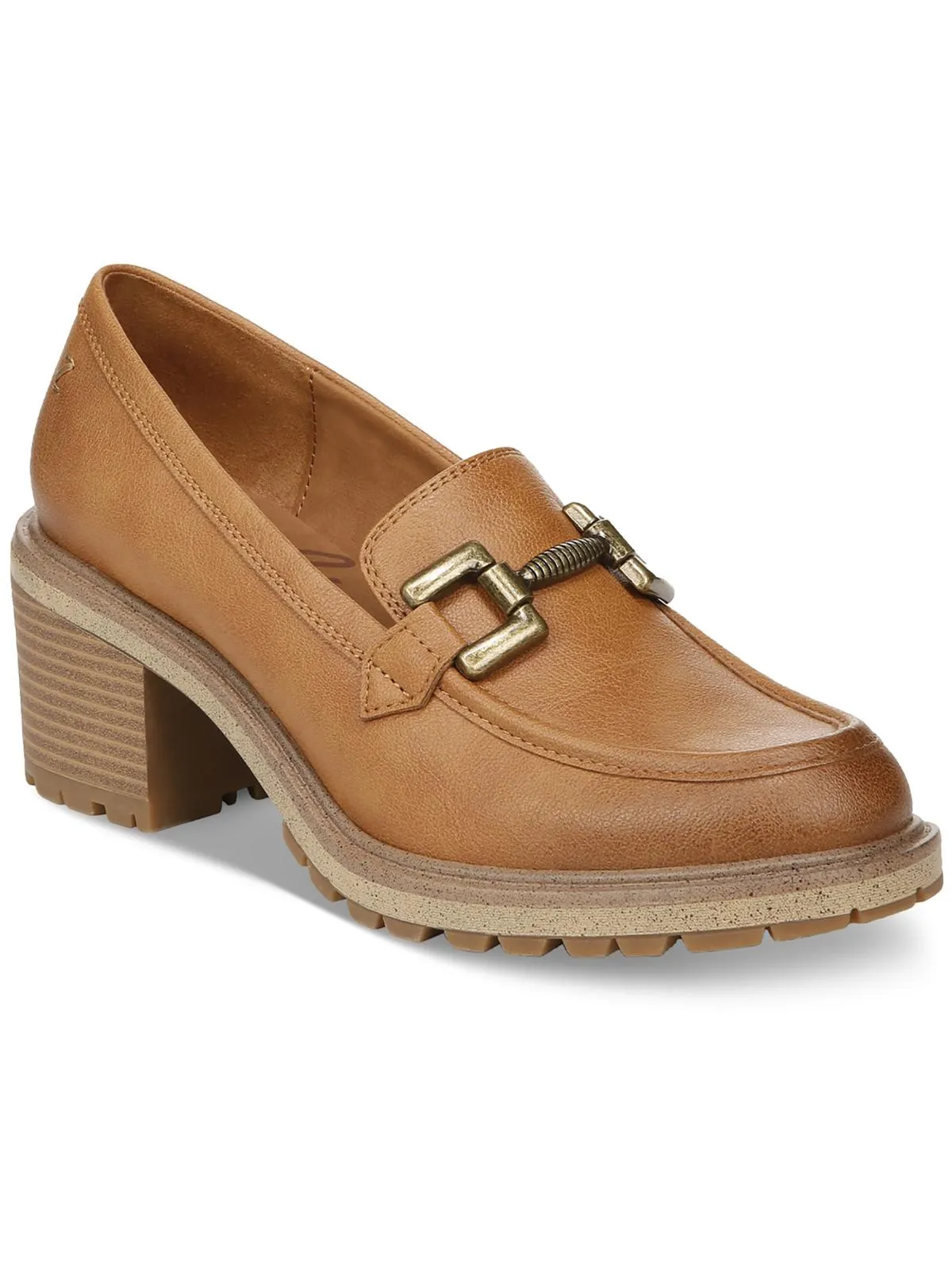 Womens Round Toe Block Heel Loafers Festival Mood