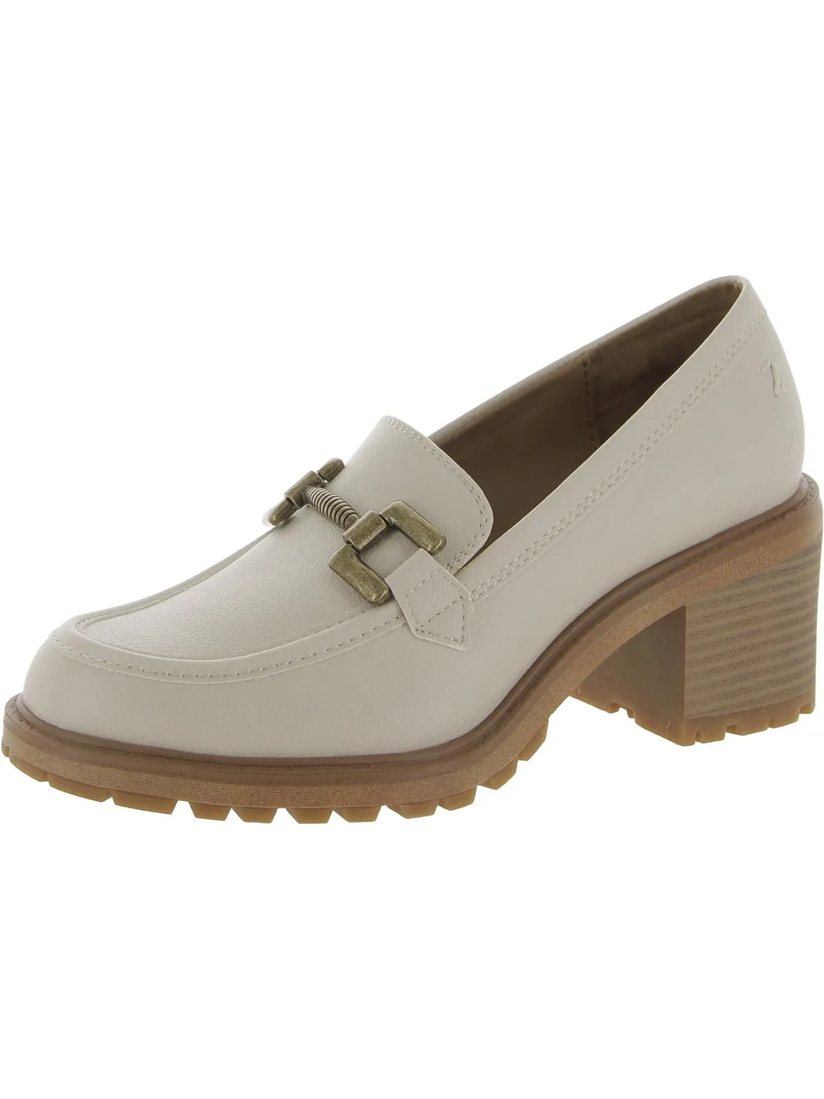 Flat Womens Round Toe Block Heel Loafers