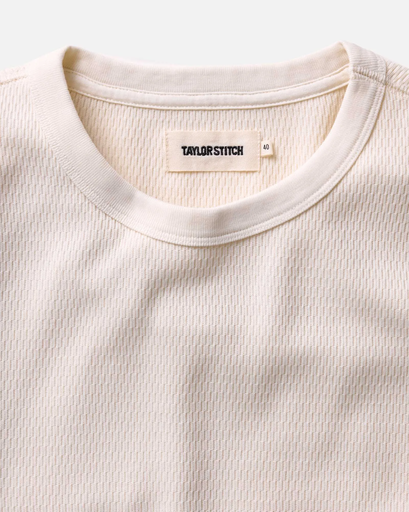 The Organic Cotton Crew in Vintage White Waffle Active Trend print design
