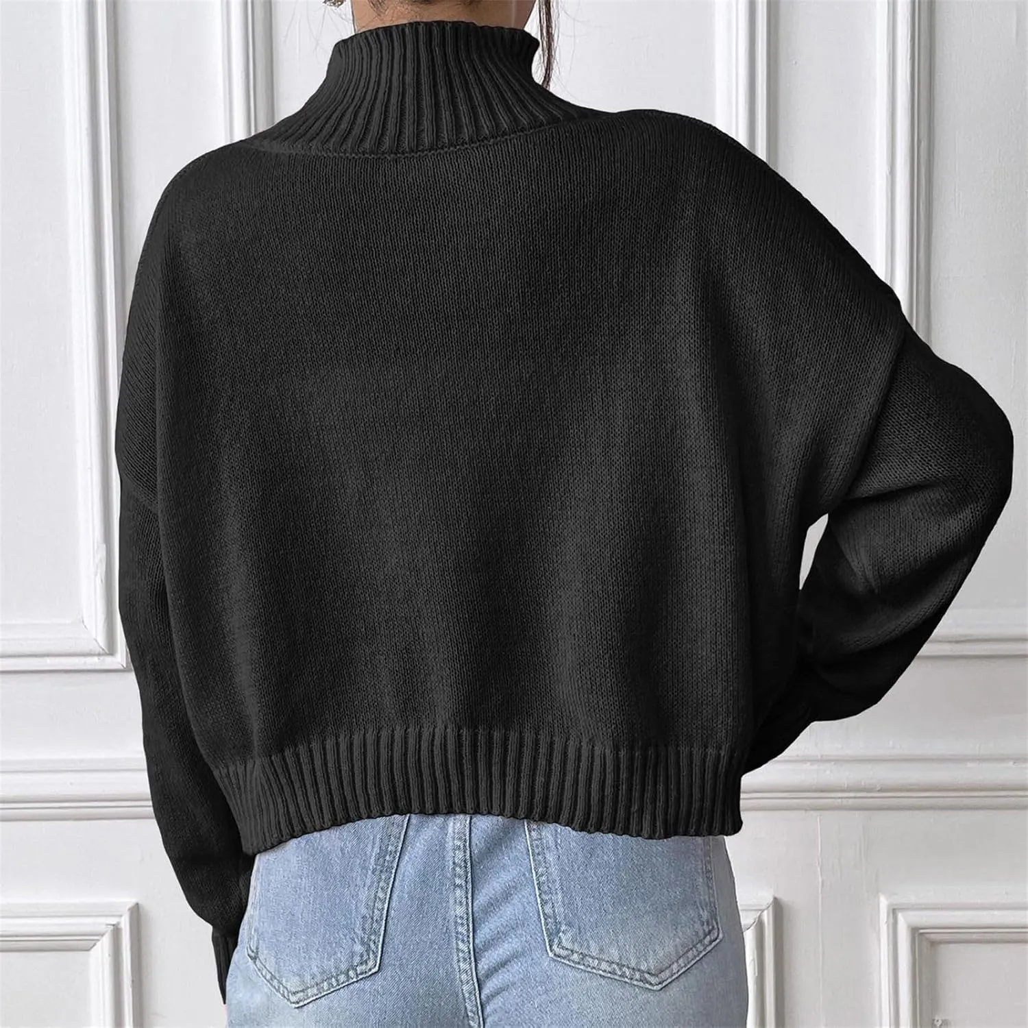 Fashion Turtleneck Tops for Women Loose Fit Ribbed Sweater Long Sleeve Oversized Warm Shirts Stylish Outfits