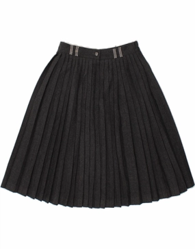 CACHAREL Girls Knife Pleated Skirt 9-10 Years W24 Grey Polyester NonChafeSeams Trendy Everyday