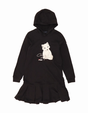 LightweightMaterial FILA Girls Graphic Hooded Jumper Dress 15-16 Years Black