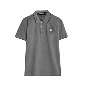 Casual Layer Look Floral Print Unsigned Dark Grey Men Polo