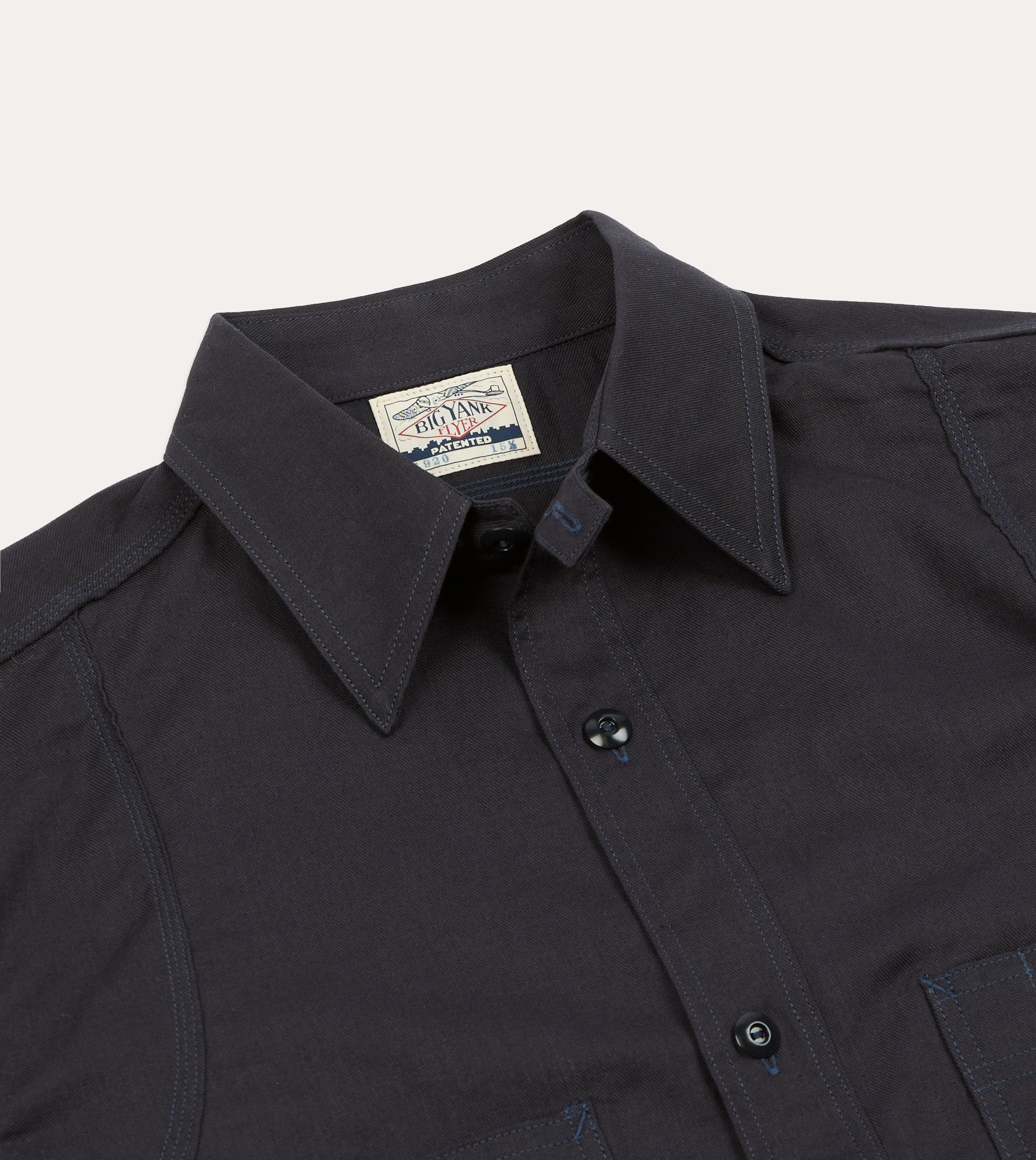 Big Yank '1920' Indigo Cotton-Linen Twill Flyer Shirt Travel Essential Waffle Weave