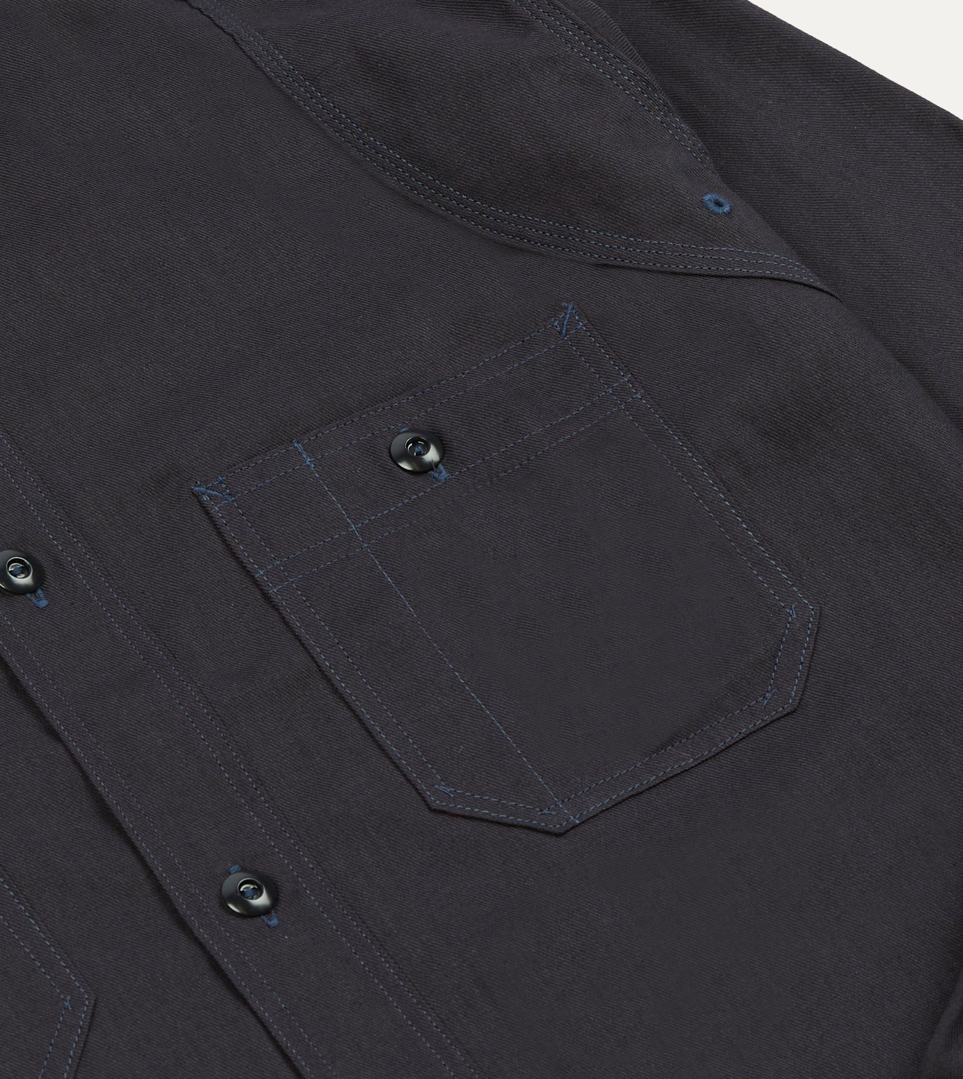 Spring Trend Flexible Mobility Big Yank '1920' Indigo Cotton-Linen Twill Flyer Shirt