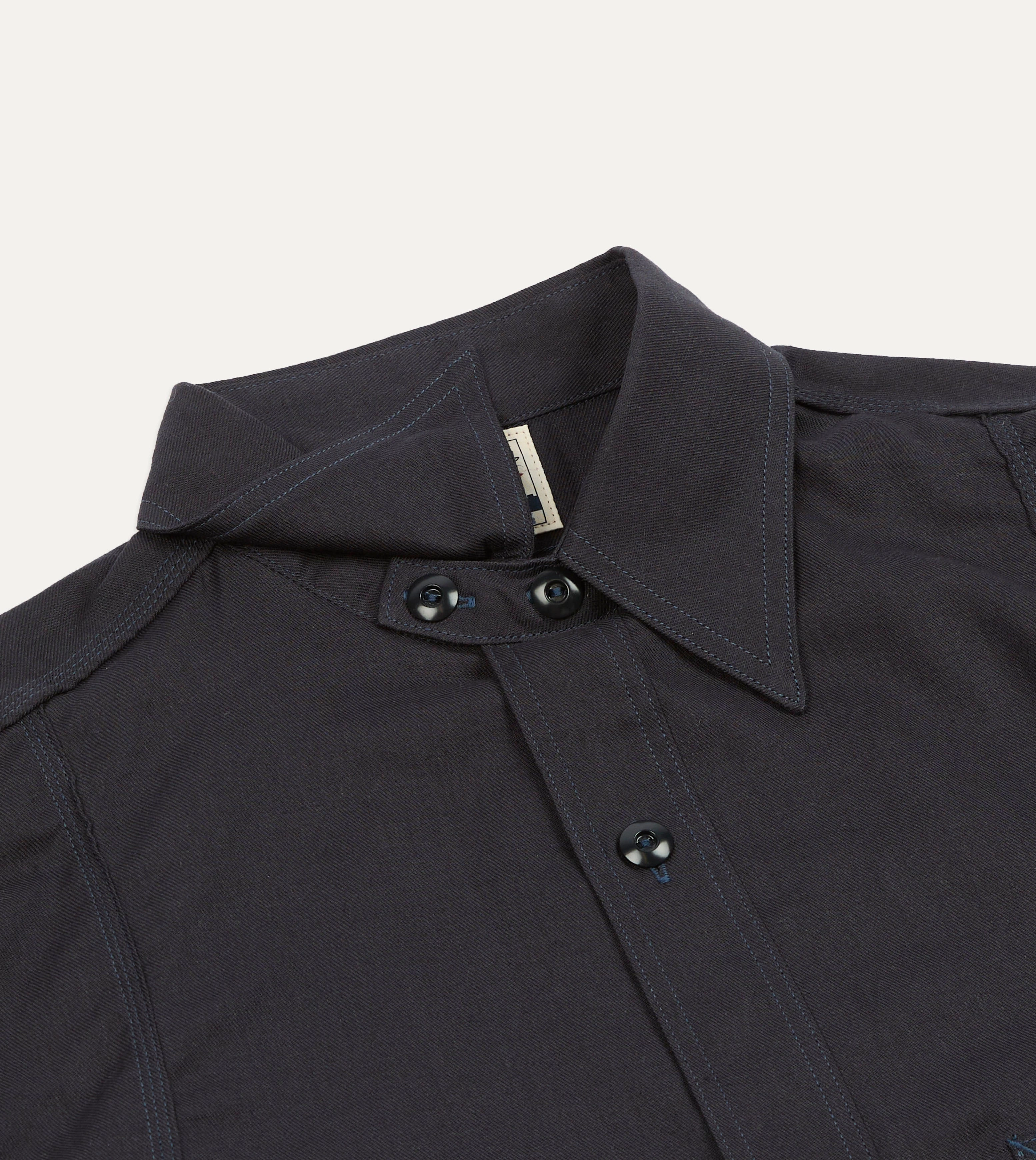 Big Yank '1920' Indigo Cotton-Linen Twill Flyer Shirt Subtle Print Tailored Style