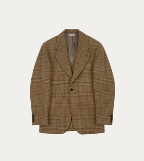 Beige Prince of Wales Check Tweed Blazer Temperature Regulating Textiles Tailored and Sharp