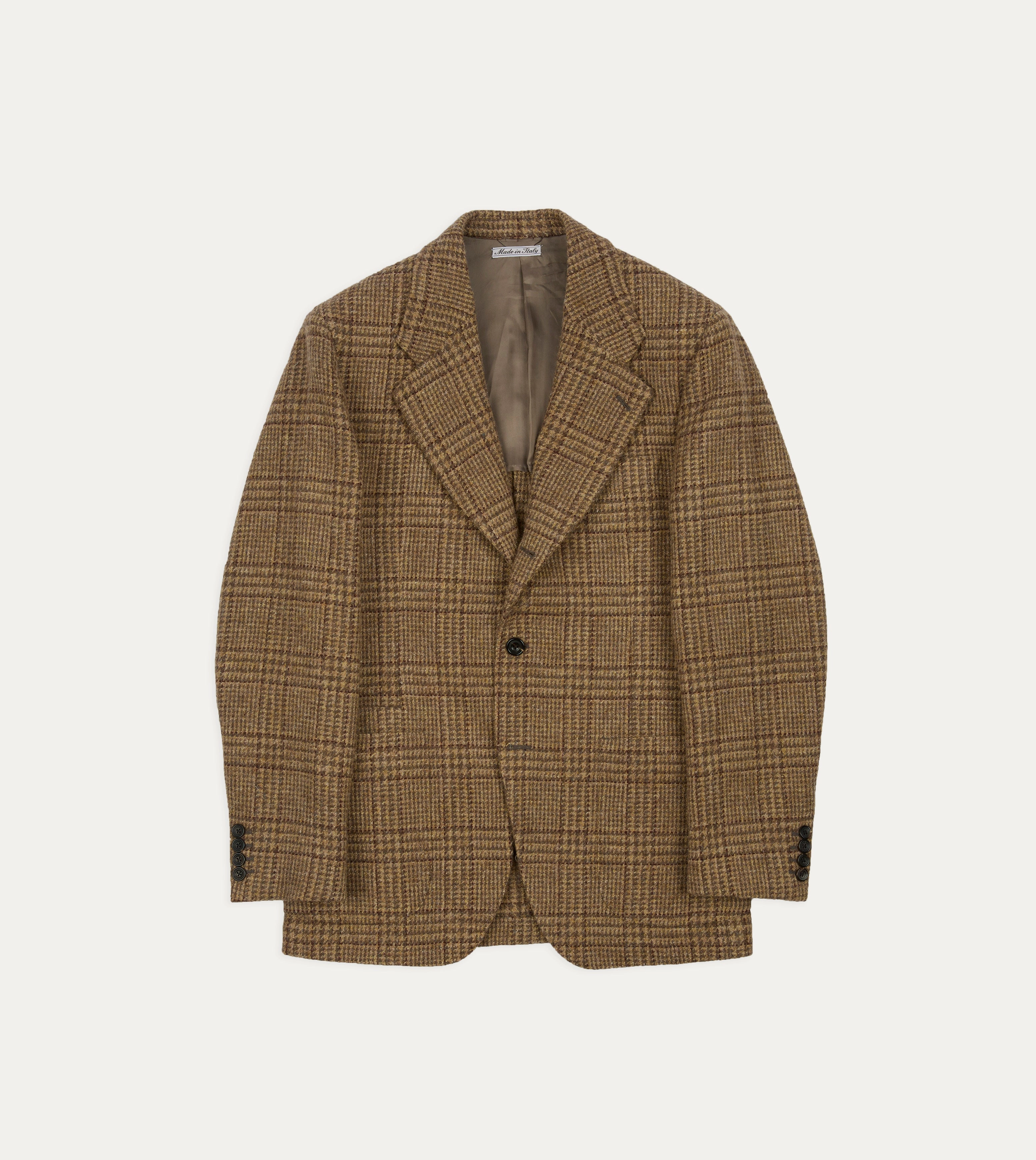 Beige Prince of Wales Check Tweed Blazer Temperature Regulating Textiles Tailored and Sharp