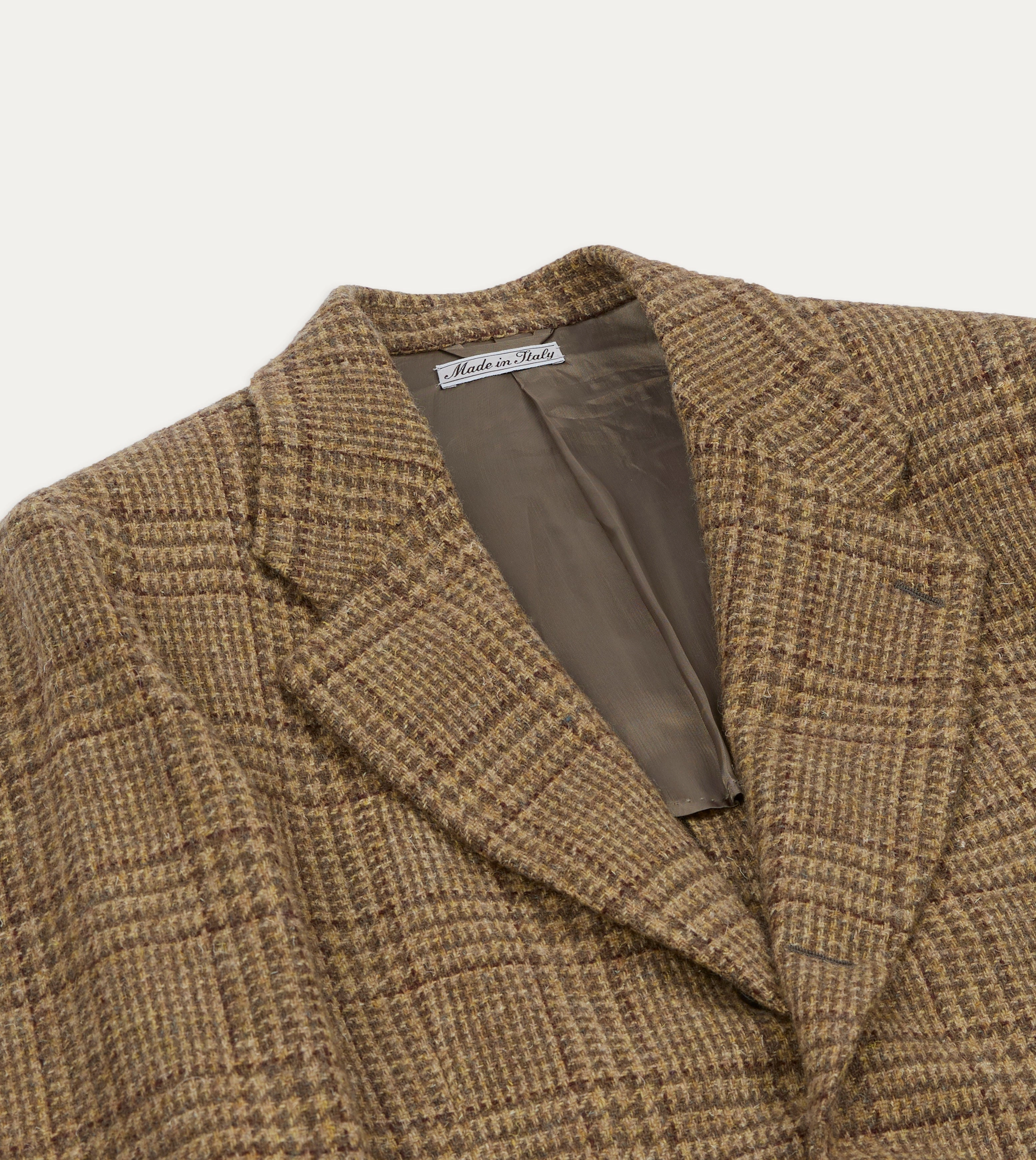 Beige Prince of Wales Check Tweed Blazer Slim Lapel Variations