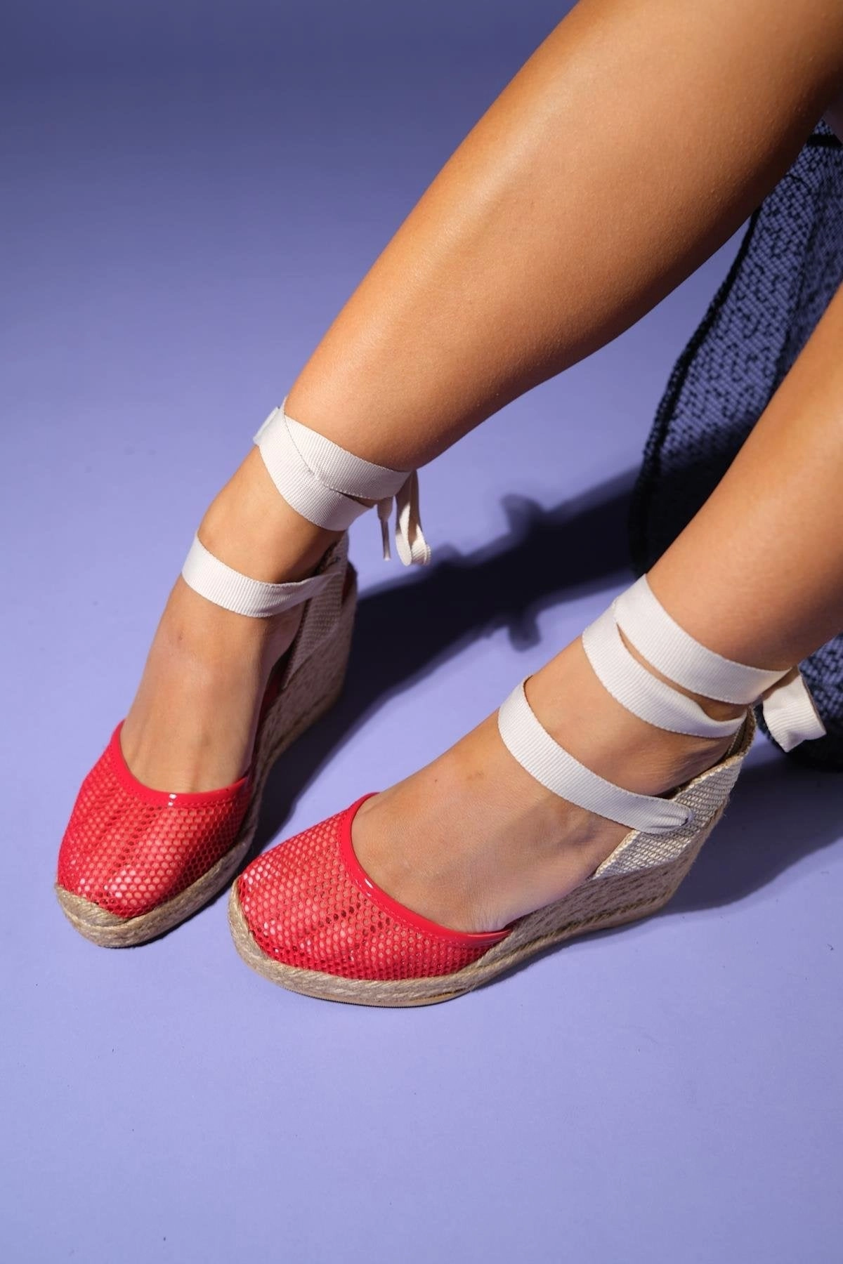 Lions Mesh Leather Wedge Espadrilles Sandal Timeless Feel Layer Step