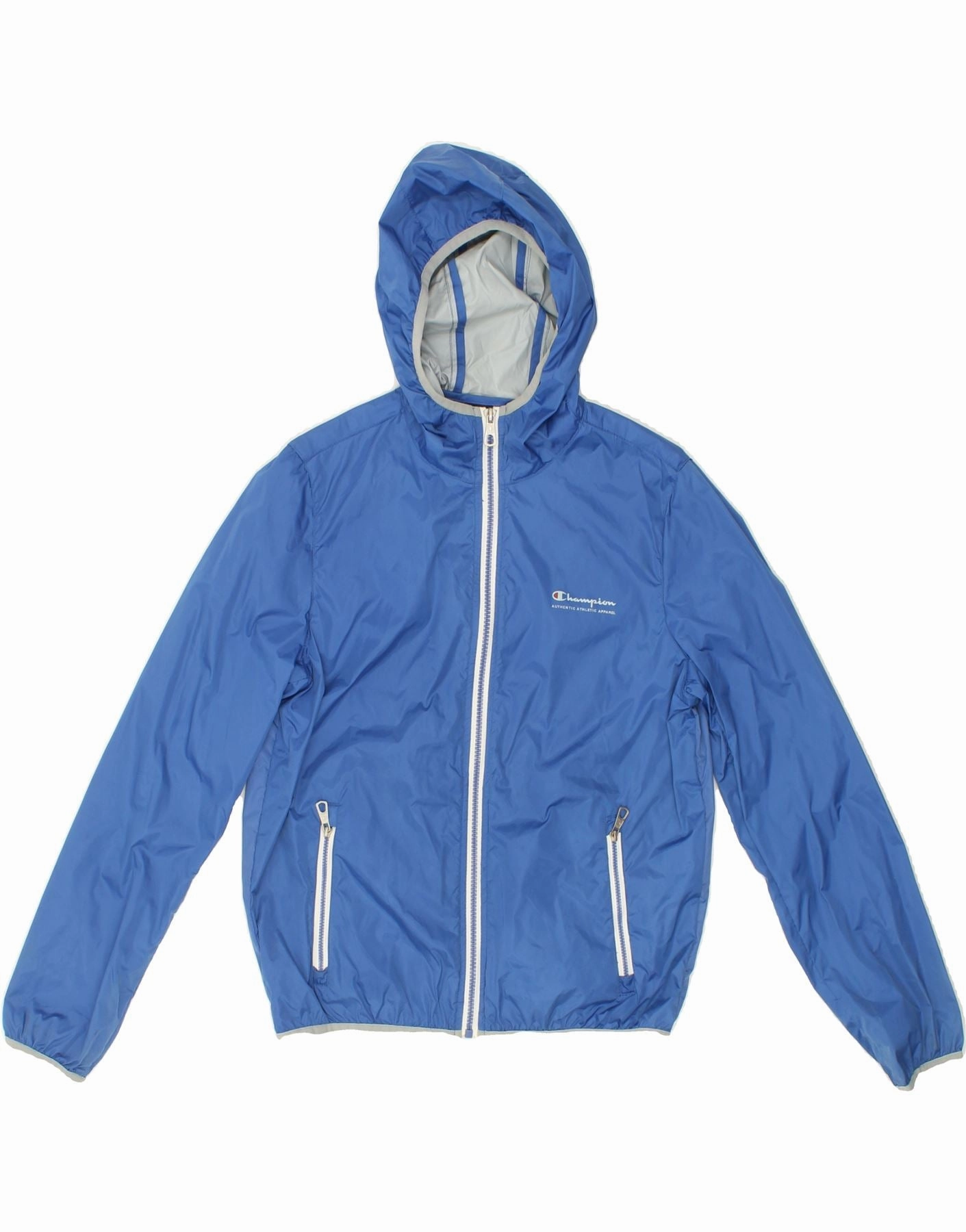 CHAMPION Boys Hooded Rain Jacket 13-14 Years XL  Blue Polyamide commuting