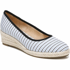 Womens Striped Espadrille Wedge Heels Hard Base