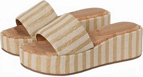 Women's Daylin Wedge Sandal In Light Natural Stripe Smooth Mood