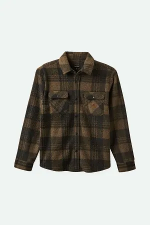 Bowery Arctic Stretch L/S Fleece - Burro Brown/Black Plaid Abstract art