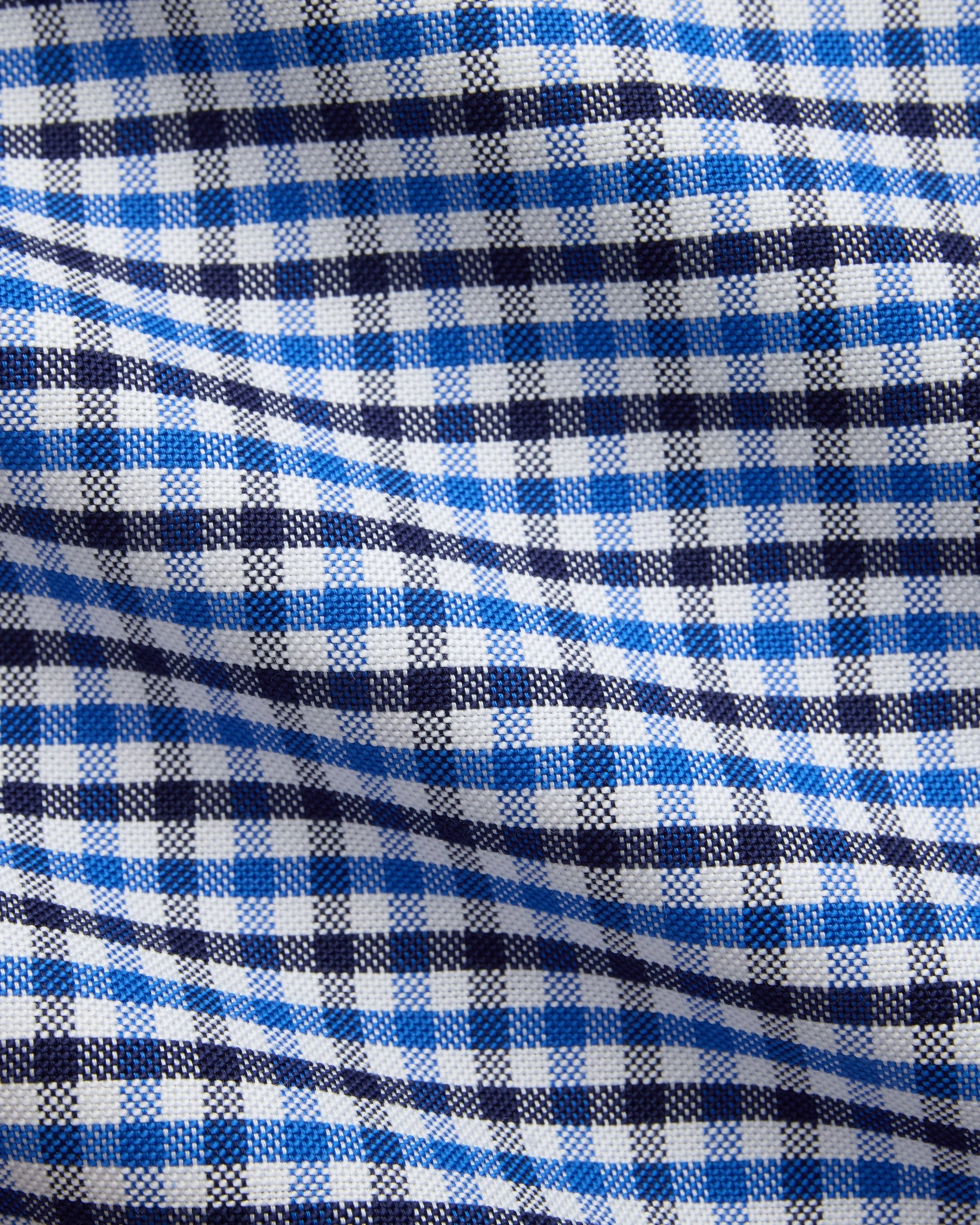 Pocket Detail Made-in-USA Navy & Light Blue Tattersall Button Down Sport Shirt - Classic Fit