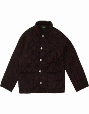 motorcyclist Fearlessness BENETTON Boys Quilted Jacket 9-10 Years Brown