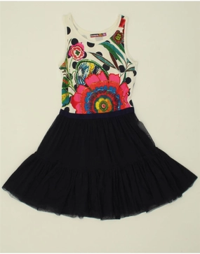 Curvy Glam Sunny Lace DESIGUAL Girls Sleeveless A-Line Dress 11-12 Years Navy Blue Floral Cotton