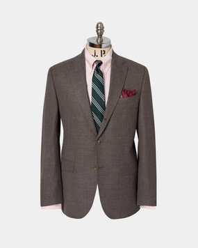 Work Style Fit Made-in-Canada Solid Brown Wool Hopsack Sport Coat