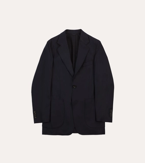Sleek Appearance Navy Wool Flannel Tailored Jacket