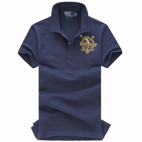 Ralph Lauren Navy Blue Crested Polo Soft Breathable informal gathering