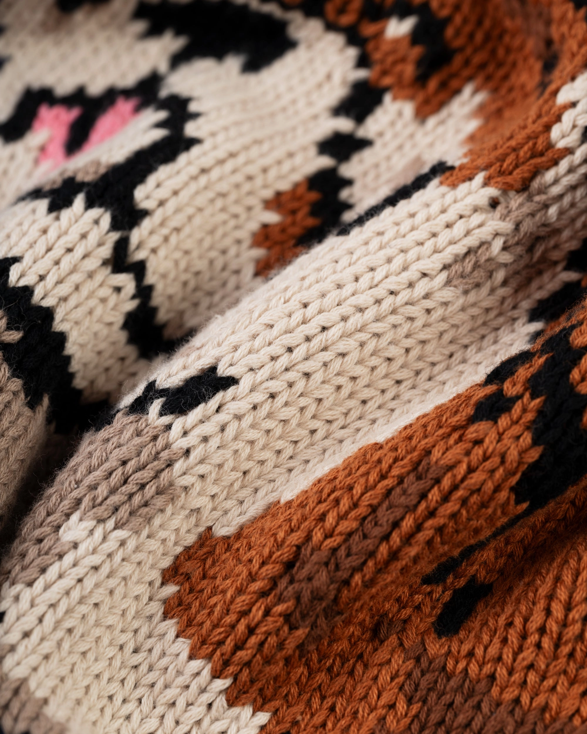 Bulldog Intarsia Knit Cotton Sweater Comfy Wearable