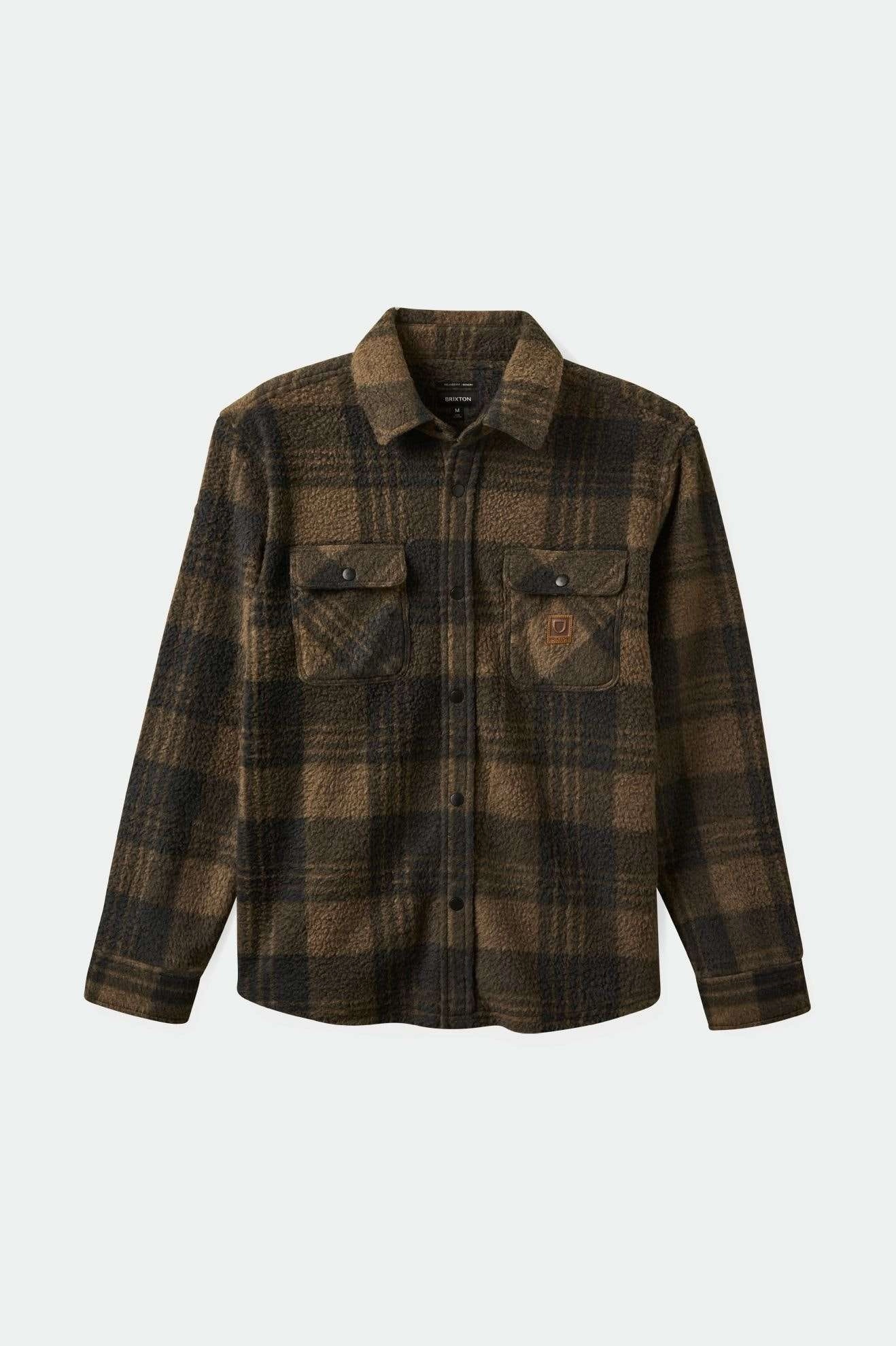 Soft Material Flatlock stitching Bowery Arctic Stretch L/S Fleece - Burro Brown/Black Plaid