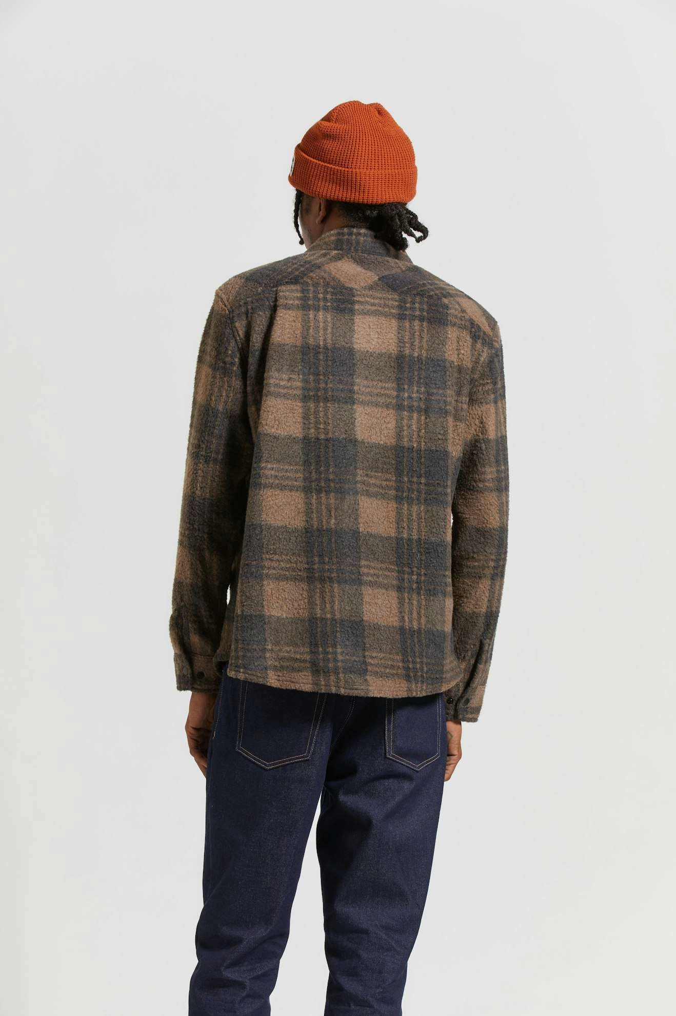 Bowery Arctic Stretch L/S Fleece - Burro Brown/Black Plaid Edgy style tailored look